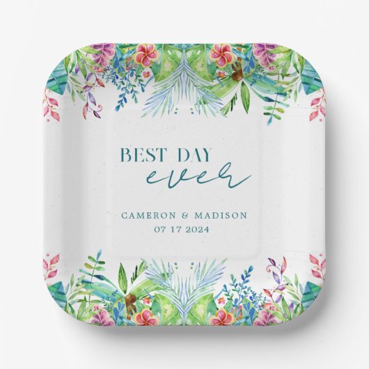 手絵を描熱帯結婚花 ペーパープレート (正面)