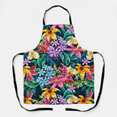 手絵を描異国花柄–23001 エプロン (正面)