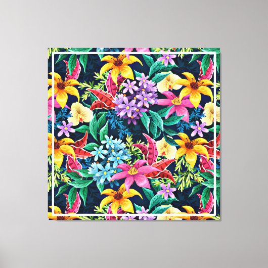 手絵を描異国花柄–23001 キャンバスプリント (正面)
