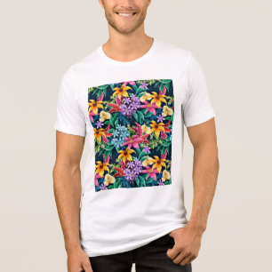 手絵を描異国花柄–23001 トライブレンドTシャツ