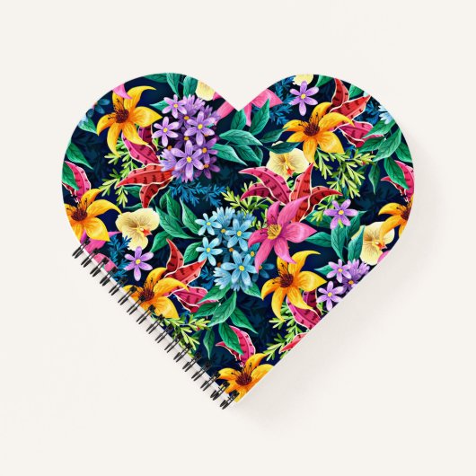 手絵を描異国花柄–23001 ノートブック (正面)