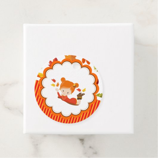 手絵を描秋の愛らしい女の子メッセージカード フェイバータグ (インサイチュ)