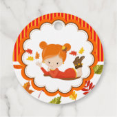 手絵を描秋の愛らしい女の子メッセージカード フェイバータグ (裏面)