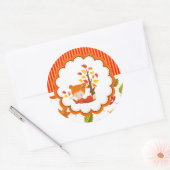 手絵を描秋の愛らしい女の子ラウンドステッカー ラウンドシール (封筒)