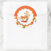 手絵を描秋の愛らしい女の子ラウンドステッカー ラウンドシール (バッグ)