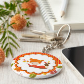 手絵を描秋愛らしい少女 キーホルダー (側面)