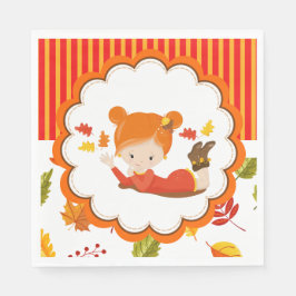 手絵を描秋愛らしい少女 スタンダードランチョンナプキン