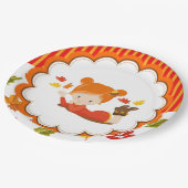 手絵を描秋愛らしい少女 ペーパープレート (アングル)