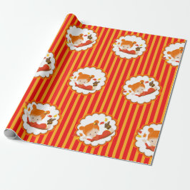 手絵を描秋愛らしい少女 ラッピングペーパー