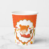 手絵を描秋愛らしい少女 紙コップ (裏面)