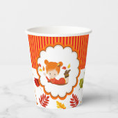 手絵を描秋愛らしい少女 紙コップ (正面)