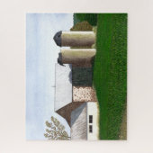 手絵を描素朴舎とサイロのシーン ジグソーパズル (縦)