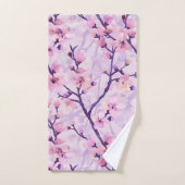 手絵を描紫のさくらんぼ バスタオルセット (ハンドタオル)