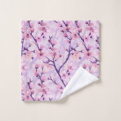 手絵を描紫のさくらんぼ バスタオルセット (ウォッシュタオル)