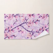 手絵を描紫のさくらんぼ バスタオルセット (ハンドタオル)