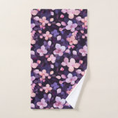 手絵を描紫のさくらんぼ バスタオルセット (ハンドタオル)