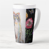 手絵を描紫タキシード猫フローララテマグカップ カフェラテマグ (右アングル)