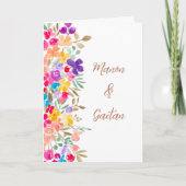 手絵を描結婚フローラの写真を1枚に 招待状 (正面)