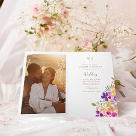 手絵を描結婚フローラの写真を1枚に 招待状