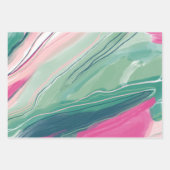 手絵を描絵を描抽象芸術の霜色の緑のピンク ラッピングペーパーシート (正面)