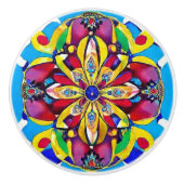 手絵を描花と玉インスパイア形品 セラミックノブ (正面)