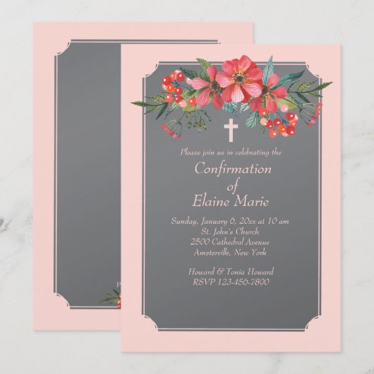 手絵を描花招待状 招待状 (正面/裏面)