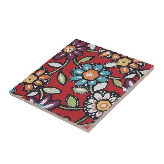 手絵を描花瓦 タイル (側面)