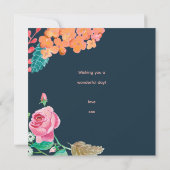 手絵を描花誕生日グリーティングカード (裏面)