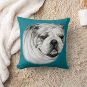 手絵を描英ブルドッグ クッション (ブランケット)