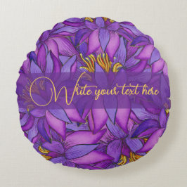 手絵を描蓮花 ラウンドクッション