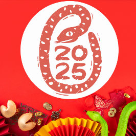 手絵を描赤スネーク2025 ラウンドシール