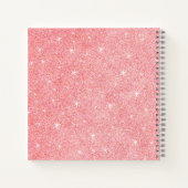 手絵を描赤花赤面ピンクグリッター ノートブック (裏面)