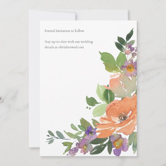 手絵を描軟水カラーフローラガーデンフォト セーブザデート (裏面)