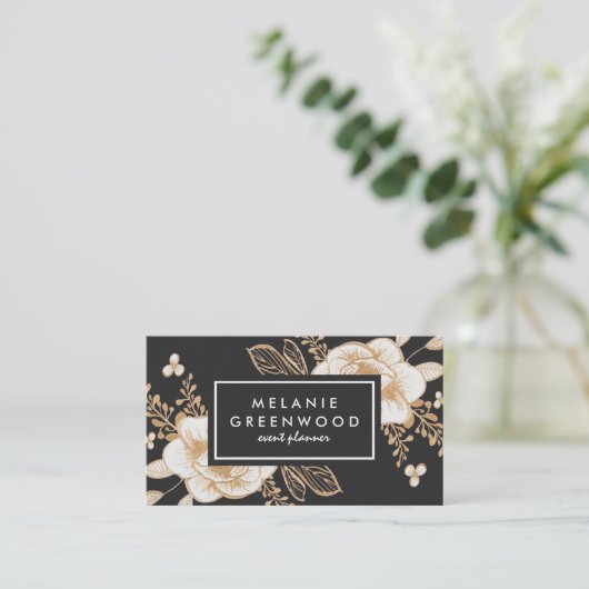 手絵を描金ゴールド絵を描ファワーズカード 名刺 (スタンド正面)