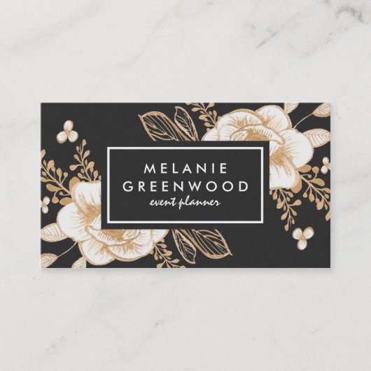 手絵を描金ゴールド絵を描ファワーズカード 名刺 (正面)