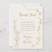 手絵を描金ゴールド離れフレームありがとう 招待状 (正面)