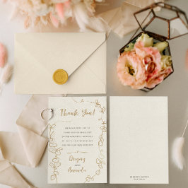 手絵を描金ゴールド離れフレームありがとう 招待状