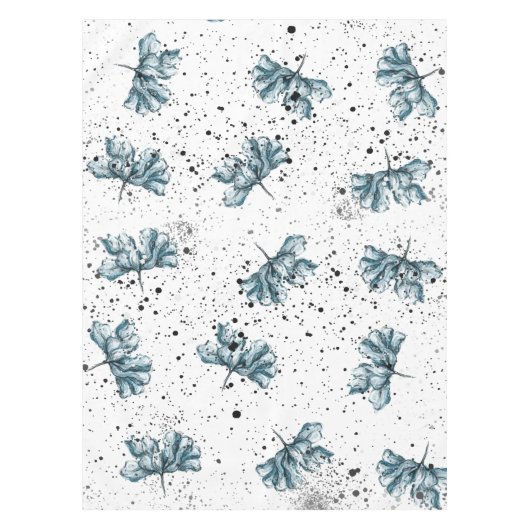 手絵を描鋼青フローラデザイン テーブルクロス (正面)