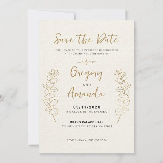 手絵を描離れ救 – 日付 招待状 (正面)