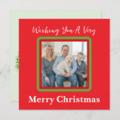 手絵を描雪冬の木の赤いフォトカード シーズンカード (正面/裏面)