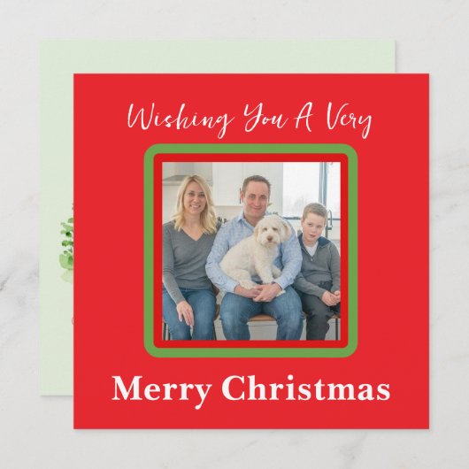 手絵を描雪冬の木の赤いフォトカード シーズンカード (正面/裏面)