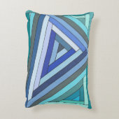 手絵を描青幾何三角形デザイン アクセントクッション (裏面(縦))