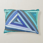 手絵を描青幾何三角形デザイン アクセントクッション (裏面)