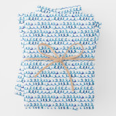 手絵を描青水色の波模様 ラッピングペーパーシート (インサイチュ)