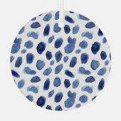 手絵を描、青い水色の汚れ。 ガラスオーナメント (裏面)