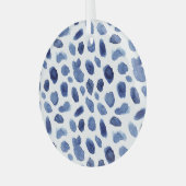 手絵を描、青い水色の汚れ。 ガラスオーナメント (正面左)