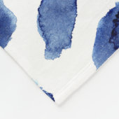 手絵を描、青い水色の汚れ。 フリースブランケット (角)