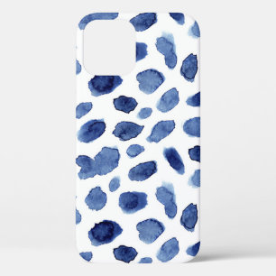手絵を描、青い水色の汚れ。 iPhone 12ケース