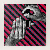 手絵画爪マニキュア化粧美しい ジグソーパズル (横)