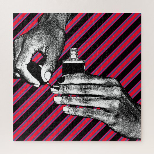 手絵画爪マニキュア化粧美しい ジグソーパズル (縦)